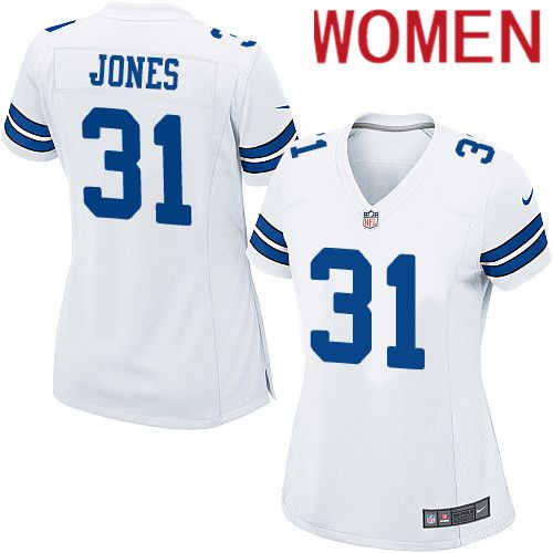 Women Dallas Cowboys 31 Byron Jones Nike White Team Game NFL Jersey